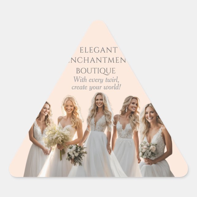 Pink Bridal Bliss Celebrate Love Happiness Wedding Triangle Sticker (Front)