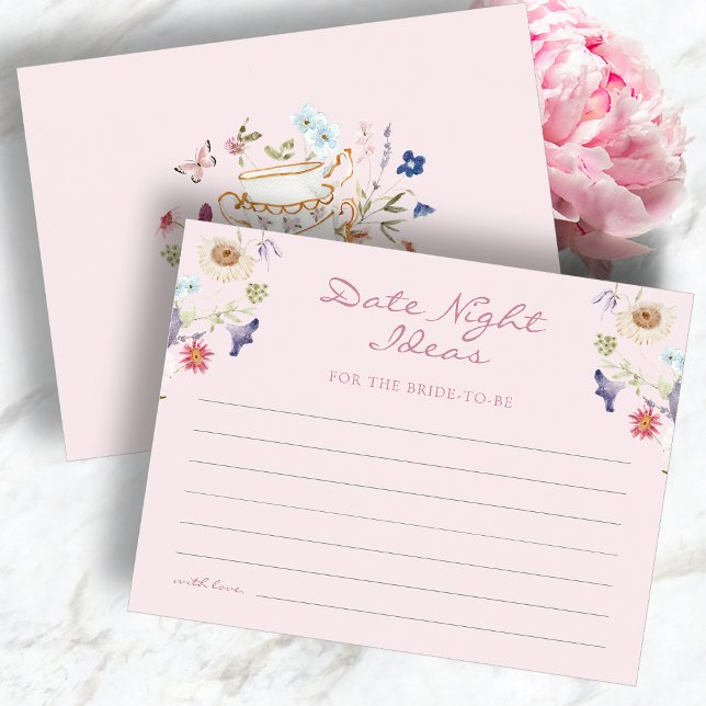 Pink Bridal Date Night Ideas (Pink Floral Tea Party Bridal Date Night Ideas by Painted Paperie
)