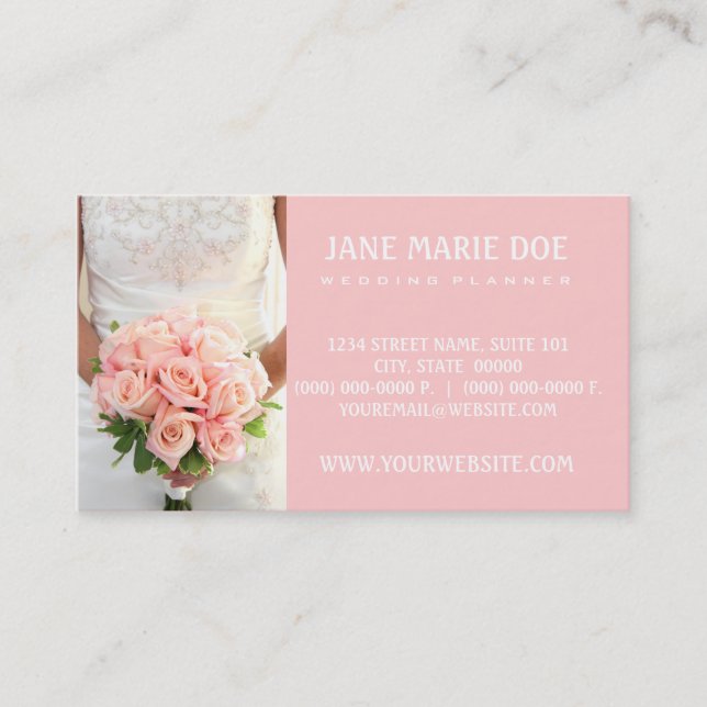 Pink Bridal Roses Business Card (Front)