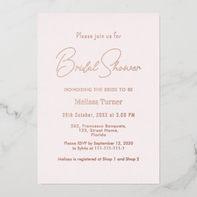 Pink Bridal Shower Calligraphy Script  (Front)