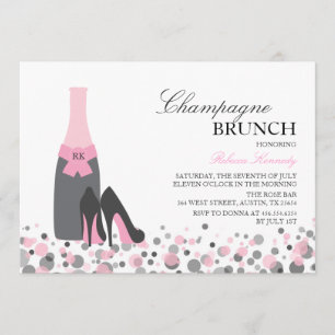 Pink Bridal Shower Champagne Brunch Invite