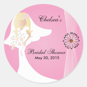 Pink Bridal Shower Classic Round Sticker