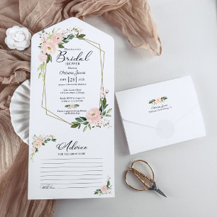 Pink Bridal Shower Invitation With Advice Card