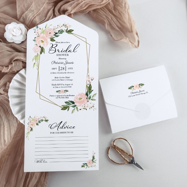 Pink Bridal Shower Invitation With Advice Card (Creator Uploaded)