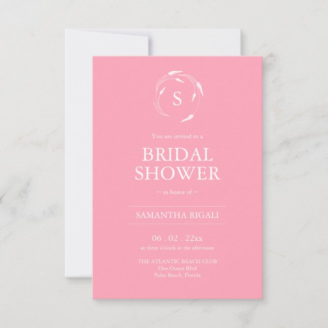 Pink Bridal Shower Invitation with QR Code (Front)
