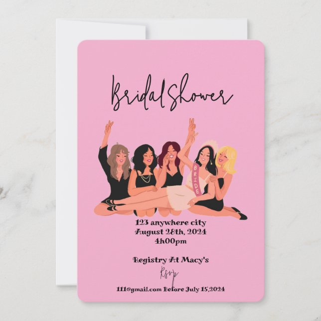 pink bridal shower invitations card (Front)