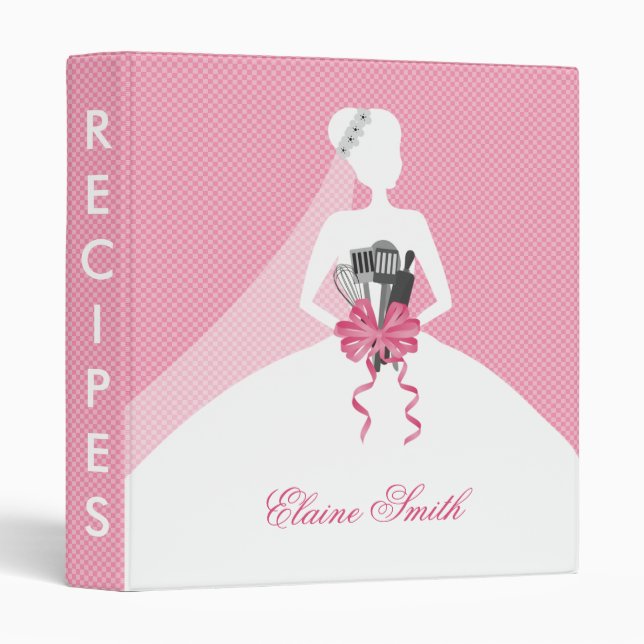 Pink Bridal shower Recipe Folder Binder (Front/Spine)