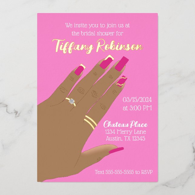 Pink Bridal Shower Ring African American Real  (Front)