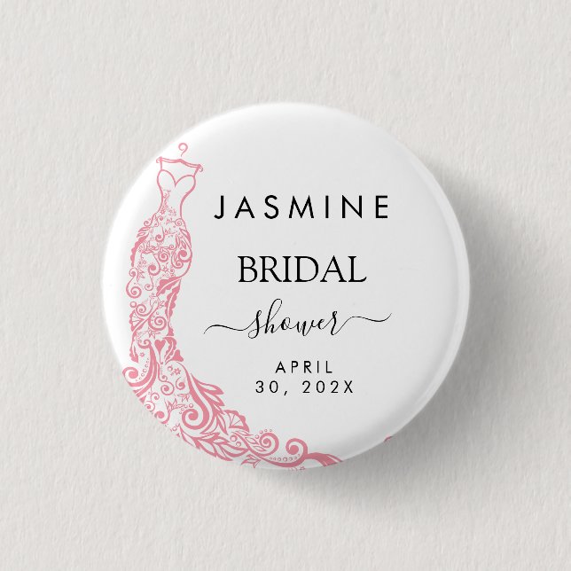  Pink  Bridal Shower Welcome 1 Inch Round Button (Front)