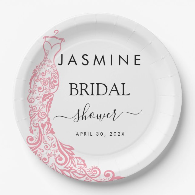 Pink  Bridal Shower Welcome Paper Plate (Front)