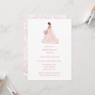 Pink Bride Alcohol Ink Bridal Shower Invitation