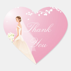 Pink Bride Bridal Shower Heart Sticker