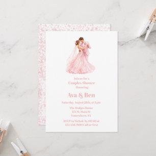 Pink Bride & Groom Dancing Couples Shower Invitation