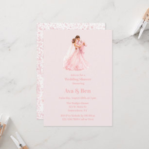 Pink Bride & Groom Dancing Wedding Shower Invitation