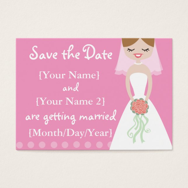 Pink Bride Save the Date Cards (Front)