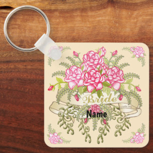 Pink Bride wedding  keychain