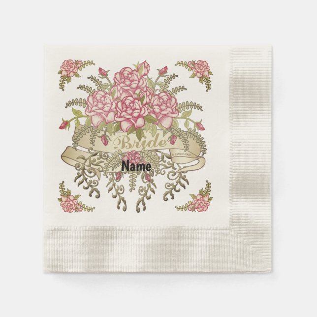 Pink Bride wedding   napkins (Front)