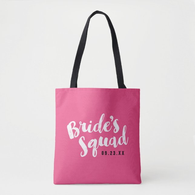 Pink Bride's Squad Personalized Bridal Party Totes (Front)