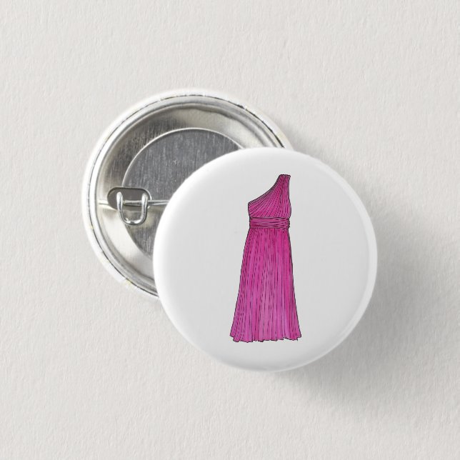 Pink Bridesmaid Bridal Attendant Wedding Party 1 Inch Round Button (Front & Back)