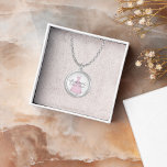 Pink Bridesmaid Dress Personalized  Silver Plated Necklace<br><div class="desc">Surprise your bridesmaids with a heartfelt wedding bridesmaid gift, featuring elegant calligraphy script and keepsake jewellery that they’ll cherish forever. Designed for her from the bride, this bridal party memento showcases a cute watercolor pink dress with stylish typography for a timeless touch. The fun whimsical design and unique creative illustration...</div>