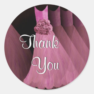 PINK Bridesmaid Dresses - Wedding Thank You Classic Round Sticker