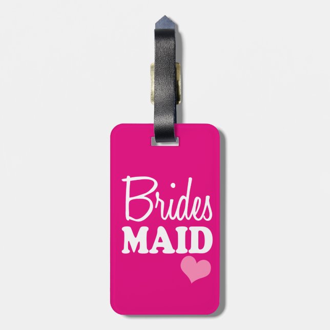 Pink Bridesmaid luggage tag (Back Vertical)
