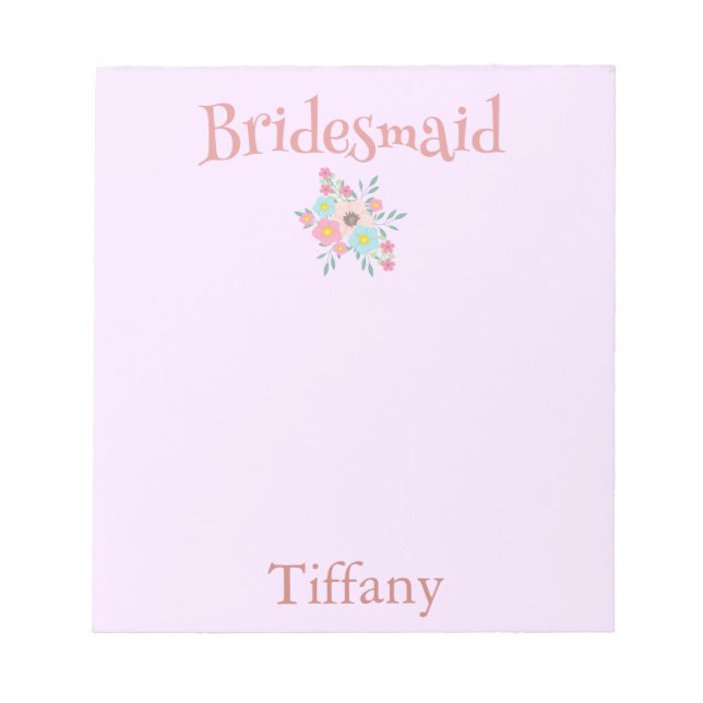 Pink Bridesmaid Pretty Notepad (Front)