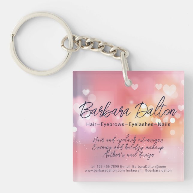 Pink Bright Bokeh  Keychain (Front)
