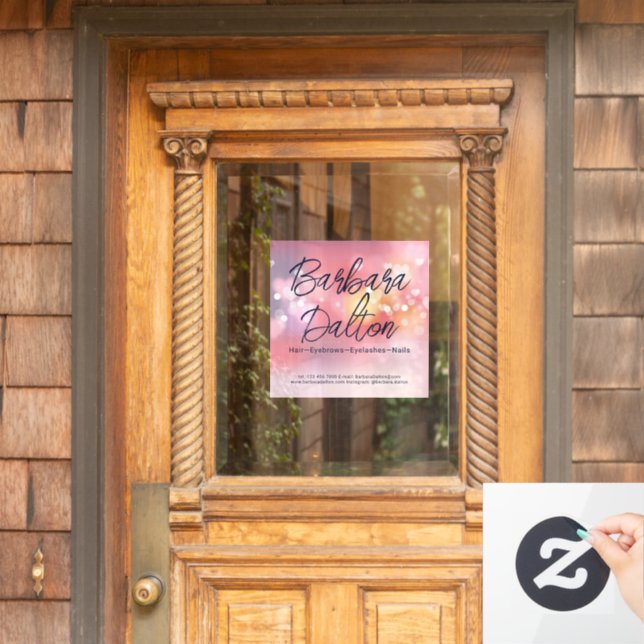 Pink Bright Bokeh  Window Cling (Home Door)