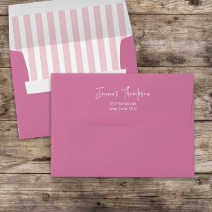 Pink Bright Colourful Striped Return Address Envelope