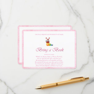 Pink Bring a Book Book Worm  Enclosure Card