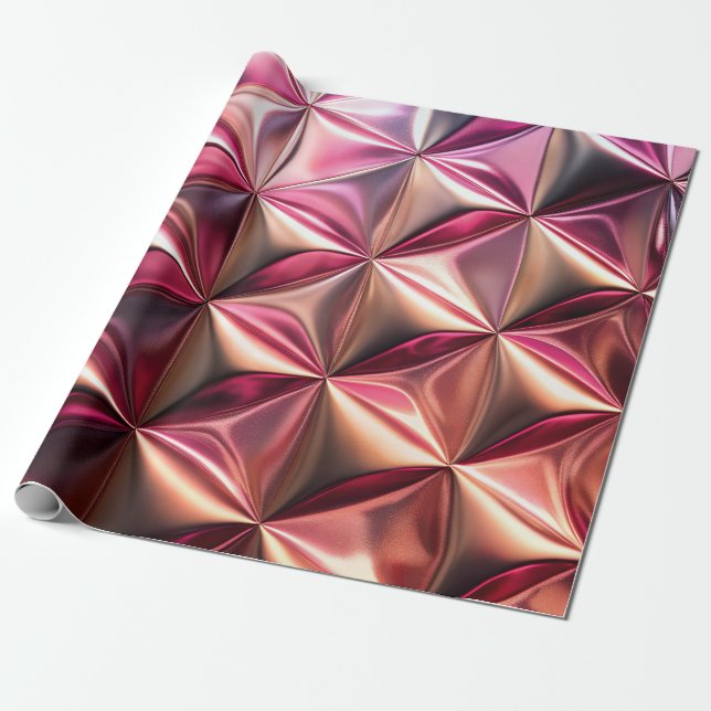 Pink Bronze Metallic Pattern Wrapping Paper (Unrolled)