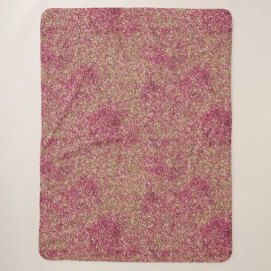 Pink Bronze Ombre Sparkle Glitter Sherpa Blanket