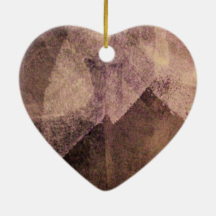 Pink brown abstract painting brush stroke art ceramic ornament