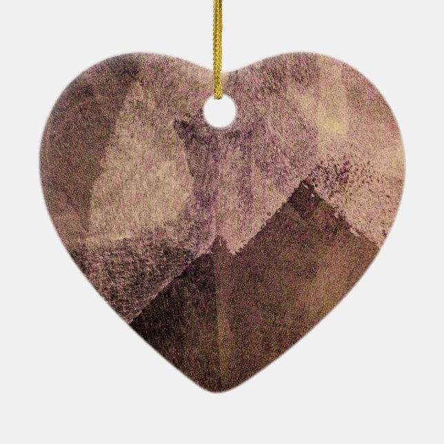 Pink brown abstract painting brush stroke art ceramic ornament (Back)