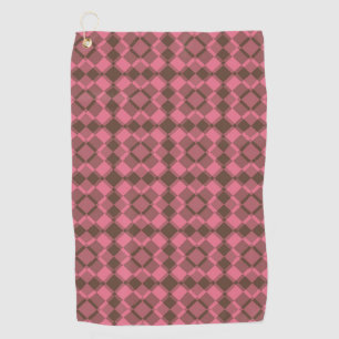Pink Brown Abstract Pattern Golf Towel