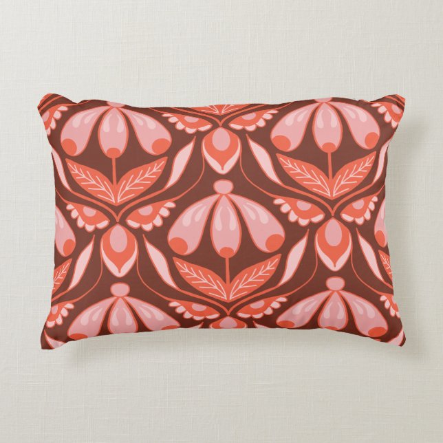 pink brown accent pillow (Front)