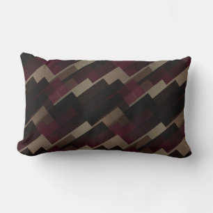 Pink brown and beige geometric lumbar pillow
