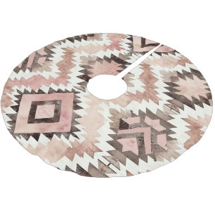 Pink Brown Aztec Brushed Polyester Tree Skirt