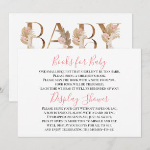 Pink Brown Baby Girl Display Shower Insert Card