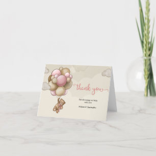 Pink brown beige balloons tedy bear thank you