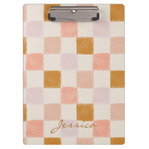 Pink Brown Beige Geometric Personalized Clipboard