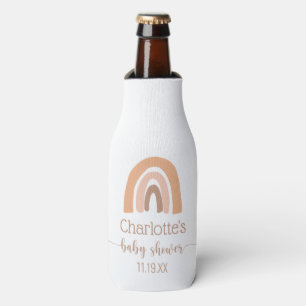 Pink Brown Boho Rainbow Baby Shower  Bottle Cooler