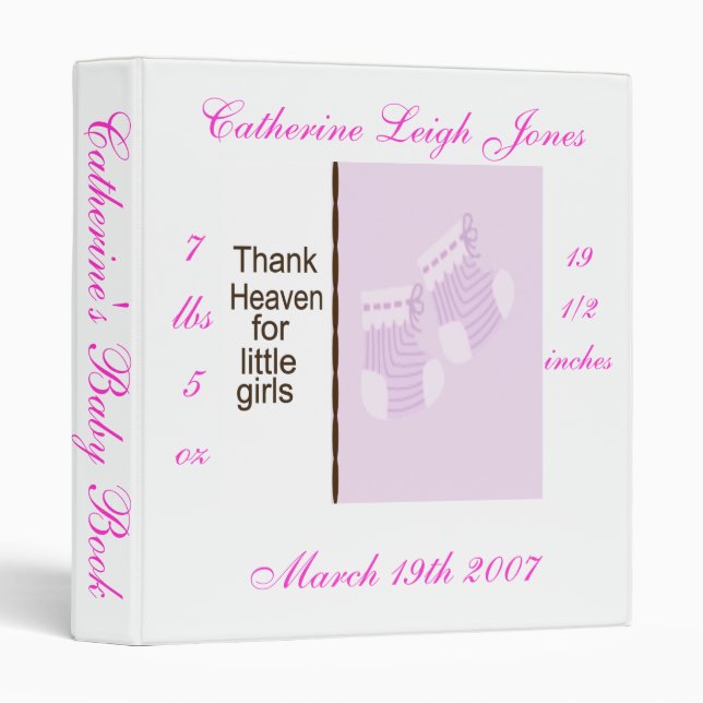 Pink & Brown Bootie Baby Book Binder (Front/Spine)