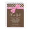 Pink Brown Bow Polka Dot Baby Shower Invitations