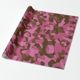 Pink Brown Camouflage Pattern Wrapping Paper