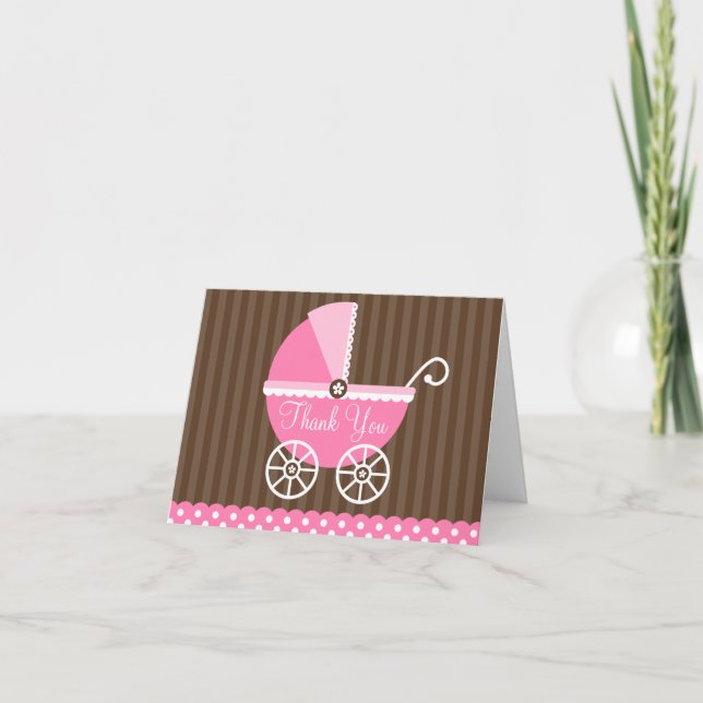 Pink Brown Carriage Dots Thank You (Front)