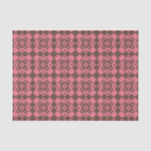 Pink Brown Chequered Argyle Pattern Tissue Paper