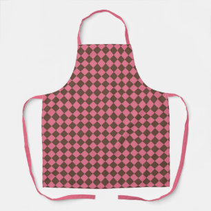 Pink Brown Chequered Diamond Pattern Apron