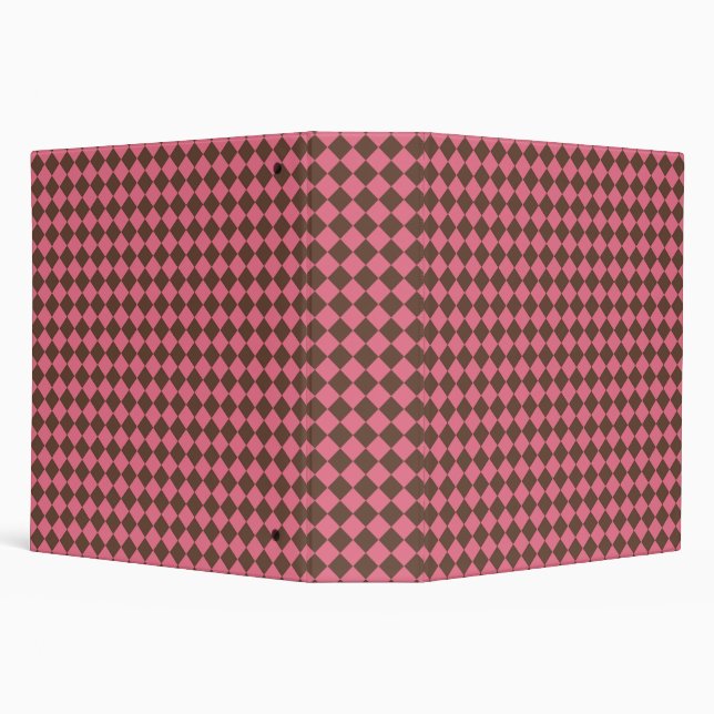 Pink Brown Chequered Diamond Pattern Binder (Background)